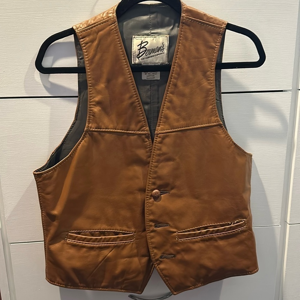 Berman’s Vintage Brown leather vest size 42